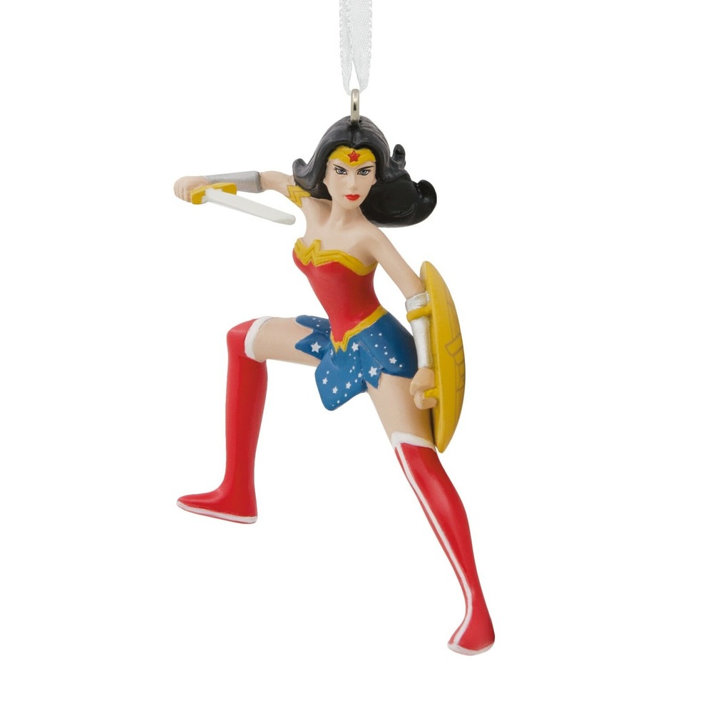 DC WONDER WOMAN DC COMICS Hallmark CHRISTMAS ORNAMENT SWORD SHIELD IN GIFT BOX